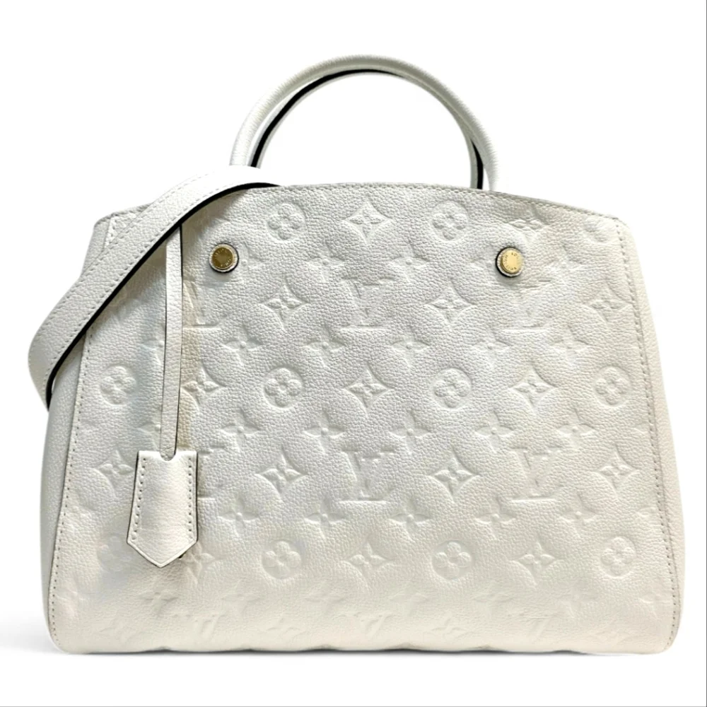 Louis Vuitton Montaigne MM Monogram Empreinte White Leather Satchel Shoulder Bag